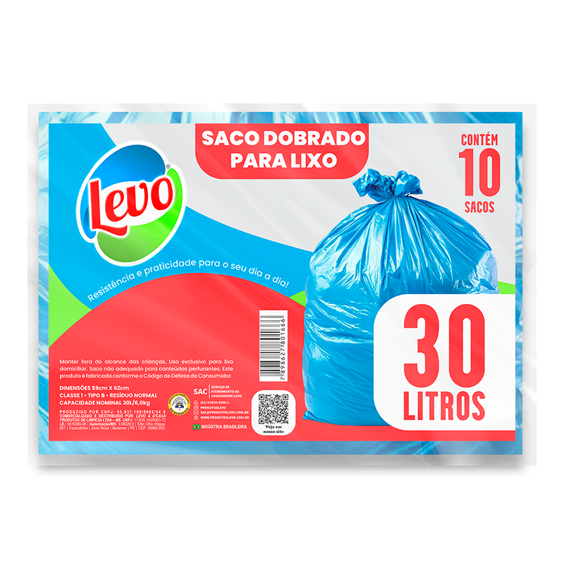 Saco para Lixo Dobrado 30L