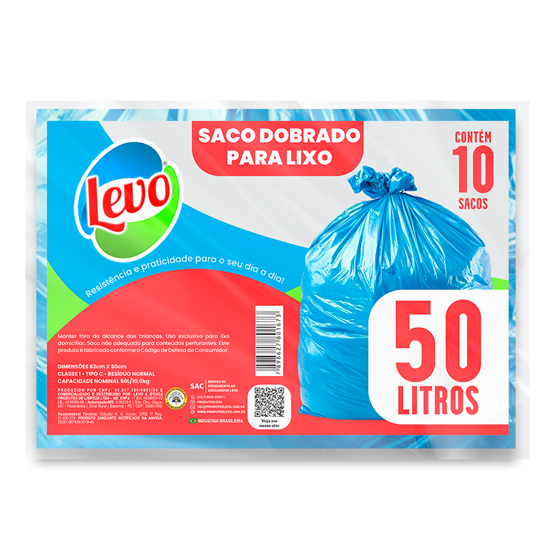 Saco para Lixo Dobrado 50L