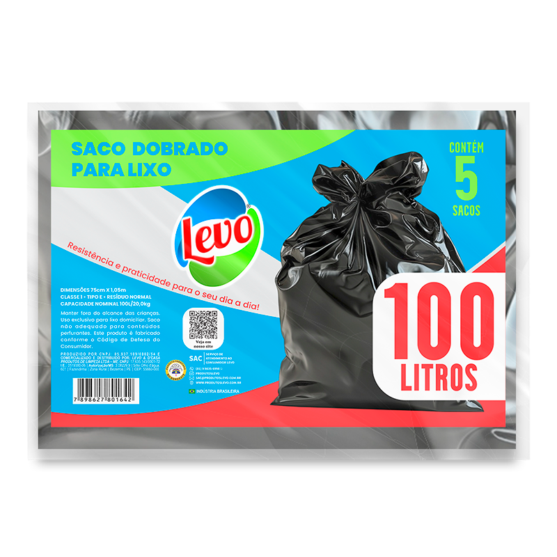 Saco para Lixo Dobrado 100L