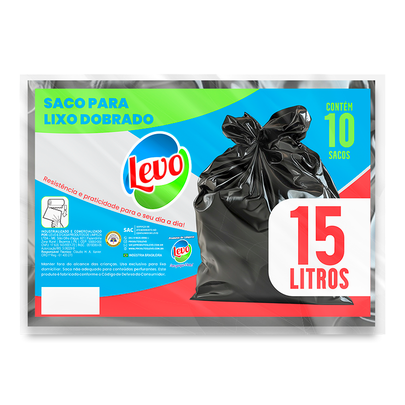 Saco para Lixo Dobrado 15L