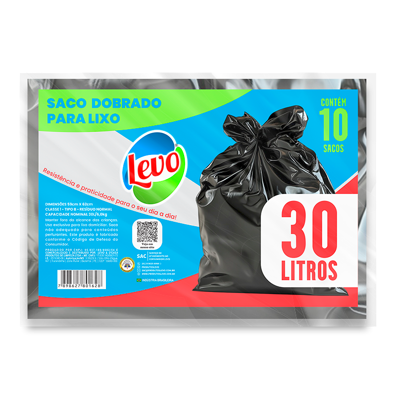 Saco para Lixo Dobrado 30L